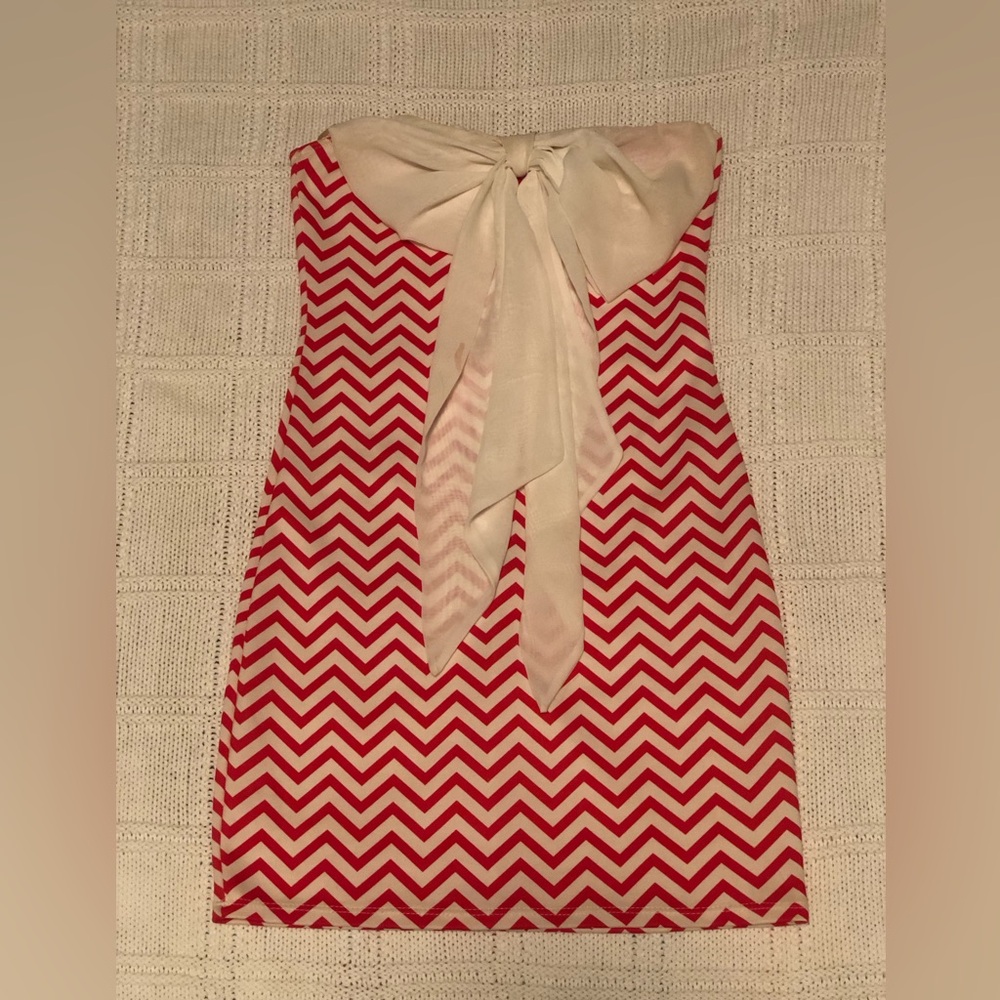 Red and White Dress with Bow